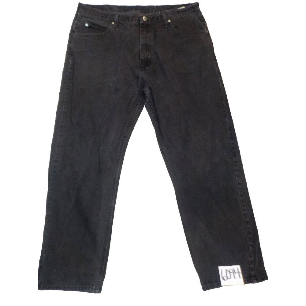 Wrangler Faded Black Denim Straight Leg Work Jeans Mens Size 38 x 30
